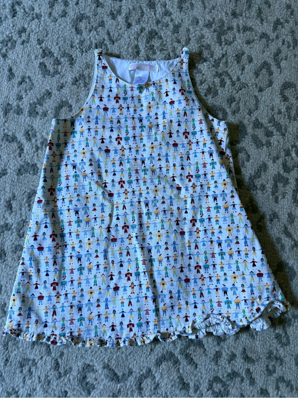 Janie and Jack Girls White Multicolor Figure Print Tank Dress - Kids